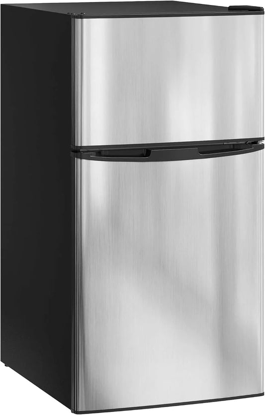 Kühl-Gefrierkombination, 88 L, HOMCOM 25L+63L, Thermostat, leise, herausnehmbar, Kühlschrank mit Gefrierfach, Schwarz, 2 Türen wechselbar Schwarz