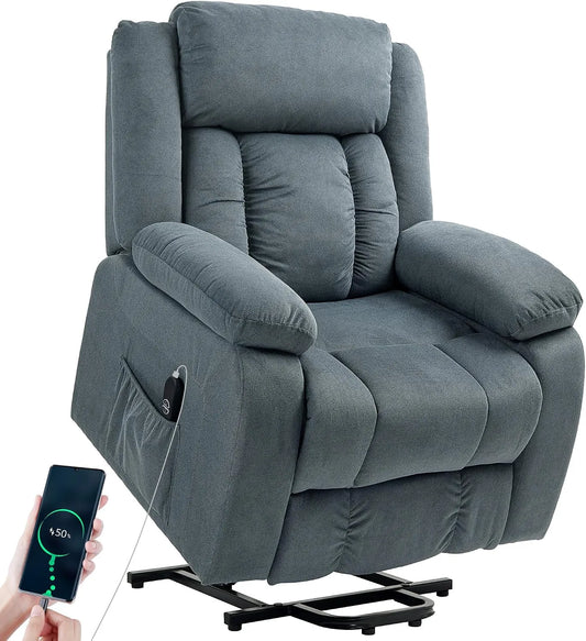 Relax- und Massagesessel, HOMCOM, Grau, Getränkehalter, Fernsehsessel mit Aufstehhilfe Elektrisch Fernbedienung Grau