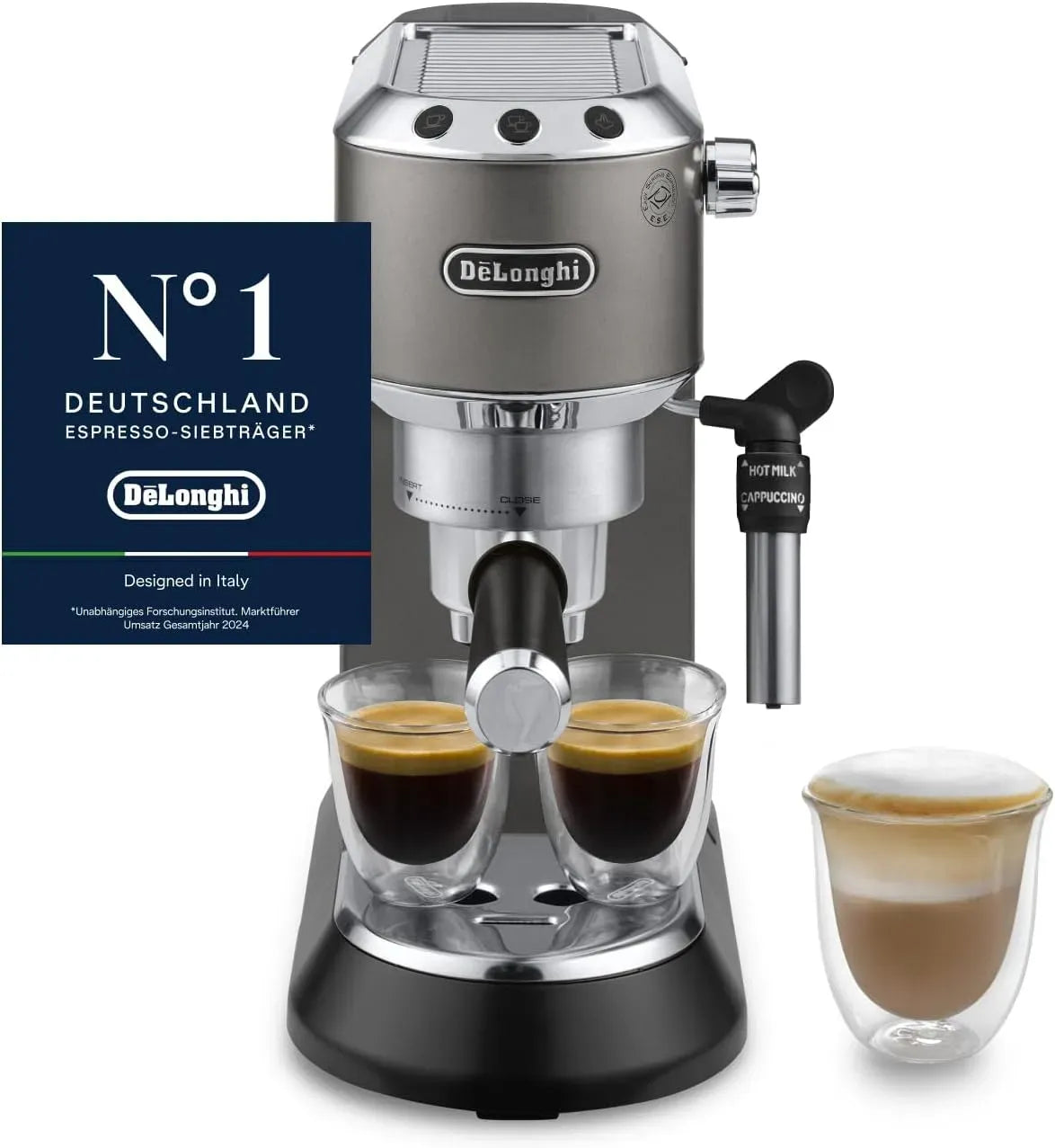 De'Longhi EC685.TB Milchaufschäumer, 15cm, Milchschäumer, ESE Pad geeignet