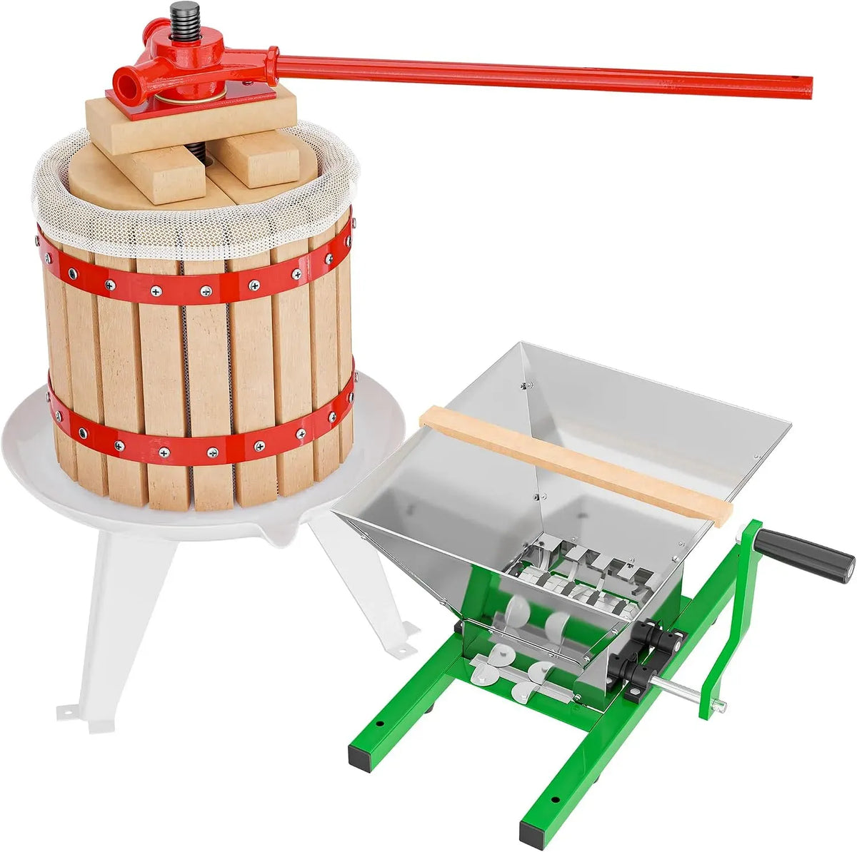 Wiltec Obstpresse, Obstmühle, Saftpresse, 12 L, 7 L, Holz