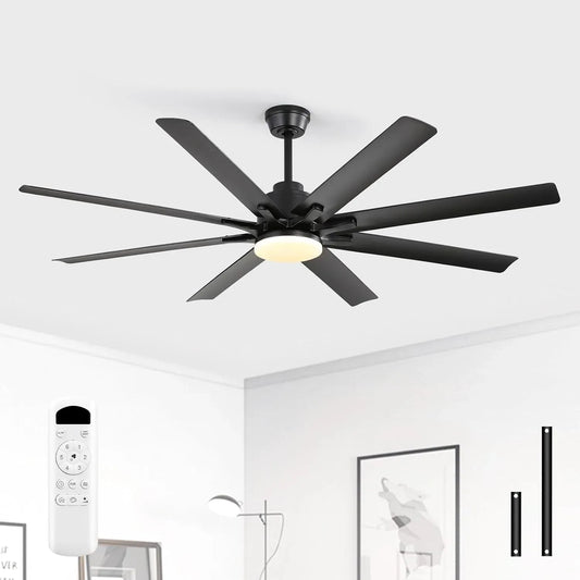 Ventilator, 132cm, Sofucor, Ventilator zur Luftzirkulation, 132cm Deckenventilator mit Beleuchtung und Fernbedienung