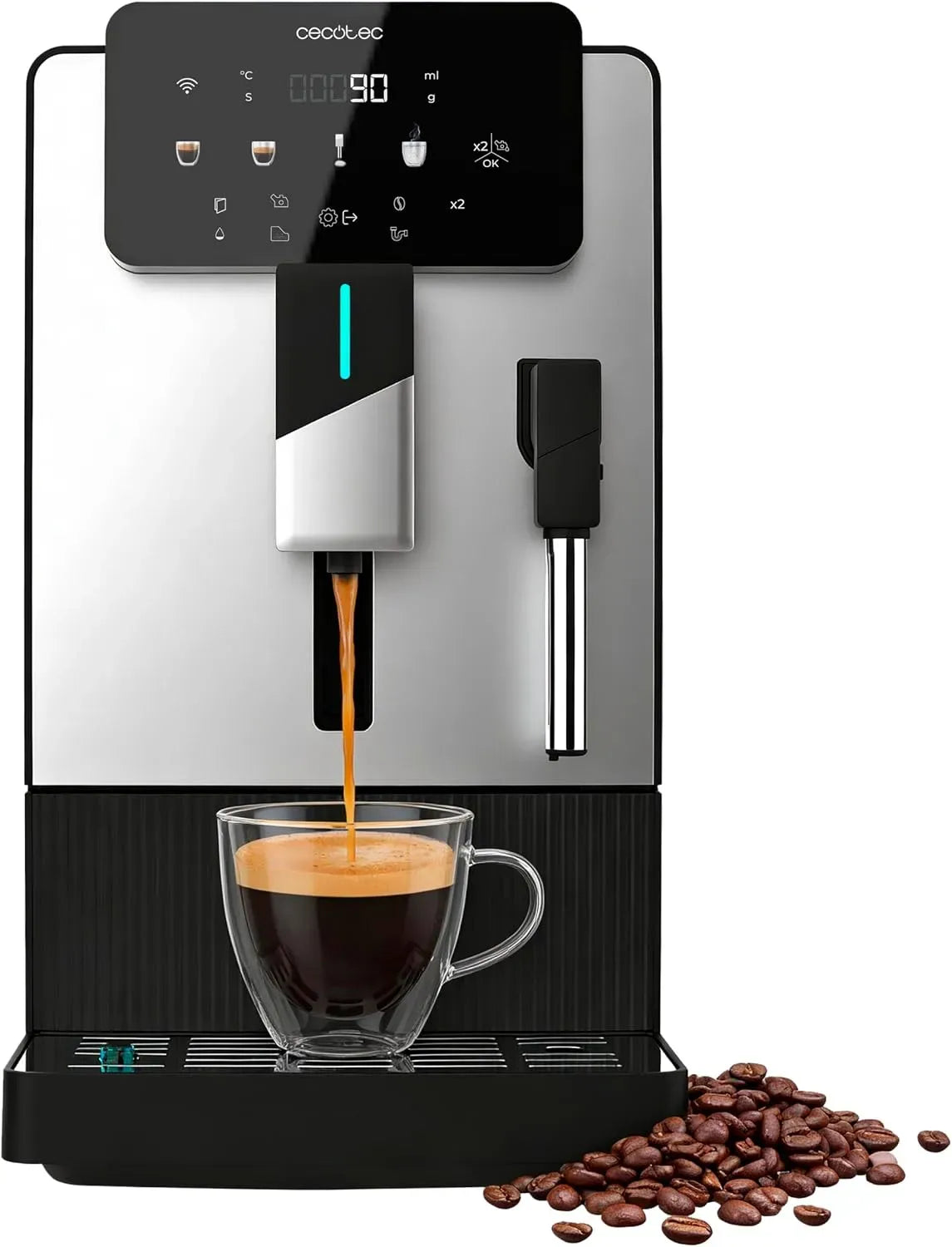 Cecotec Milchaufschäumer, 1,1 L, Milchschäumer, großer Wassertank, Kaffeevollautomat Cremmaet Steam Latte Art Elite, 19 Bar Pumpendruck