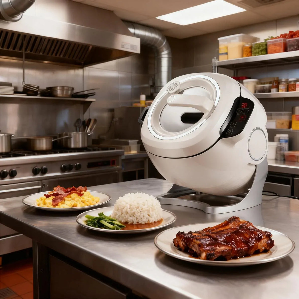 Edelstahl-Innentopf, Rundum-Heizung, Kochmaschine, Kochroboter, 6 L, 2000 W, Touch-Bedienung, 3D-Optik, Restaurant, Wärmefunktion, Automatischer