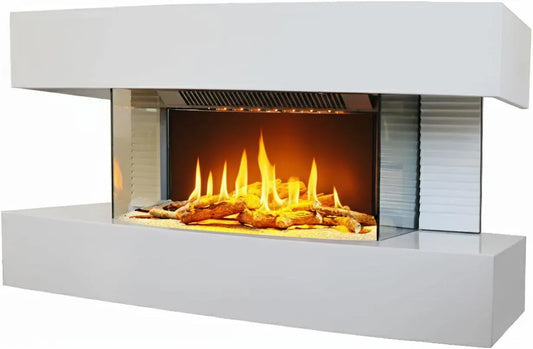 Elektrokamin, Wandkamin, heizung, elektrischer Kamin, 2000 W, Wärmefunktion, Weiß, CHEMIN'ARTE