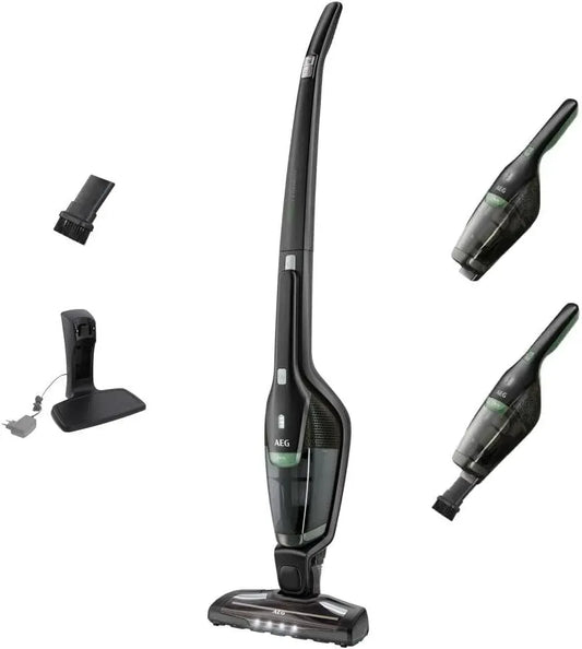AEG Serie 3000 2in1 Staubsauger, 0.5 L, freistehend, Schwarz, bis zu 45 min Laufzeit, 50% Recyclingmaterial, LED
