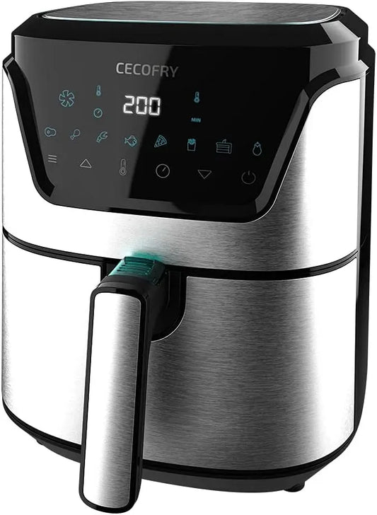 Cecotec Heißluftfritteuse, 3,5 L, 1500 W, Thermostat, Edelstahl, Thermostat und Einstellbare Zeit, Edelstahlausführung, 8 Modi