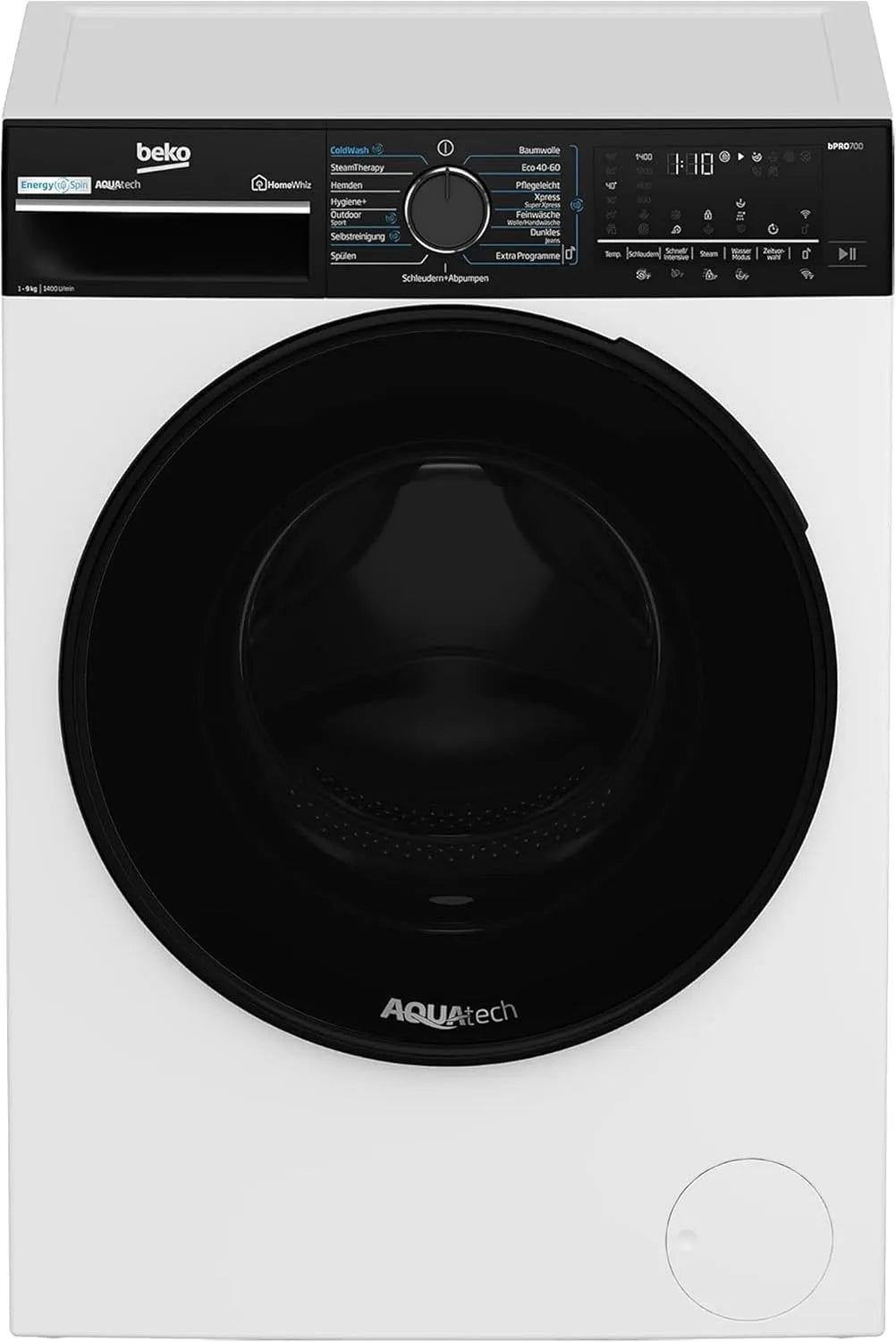 Beko B7WFU69418W Waschmaschine, 9 kg, freistehend, Hygiene, Weiß, 1400 U/min, Hygiene+ allergikergeeignet