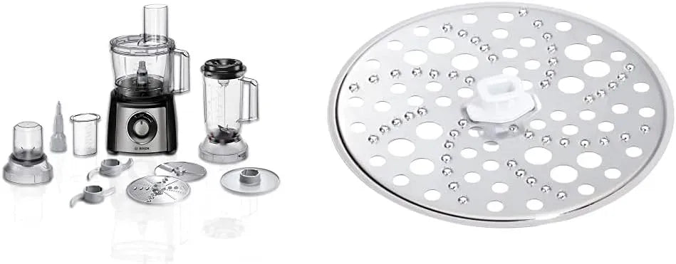 Bosch MCM3501M MCZ1RS1 Küchenmaschine, 2,3 L, 800 W, Edelstahl, Schwarz, 50 Funktionen, Mixer 1,0 L, Rührschüssel 2,3 L