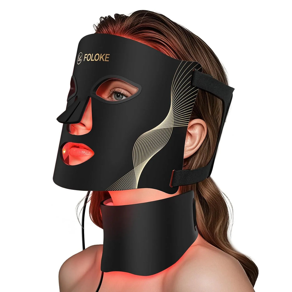 7-farbige Lichtwellen, Maske Gesicht -LED Lichttherapiemaske für die Gesichtspflege, 5 Helligkeitsstufen, rote Lichtmaske für Gesicht und Hals