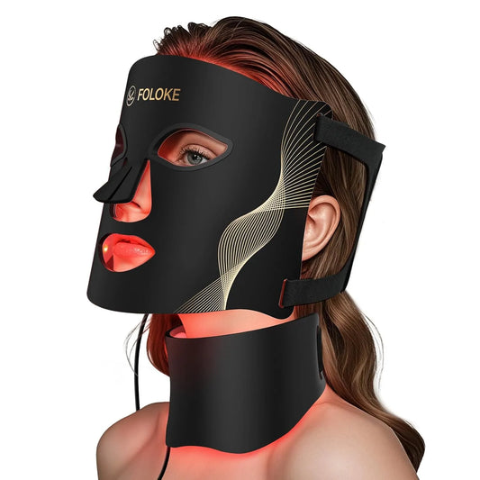 7-farbige Lichtwellen, Maske Gesicht -LED Lichttherapiemaske für die Gesichtspflege, 5 Helligkeitsstufen, rote Lichtmaske für Gesicht und Hals