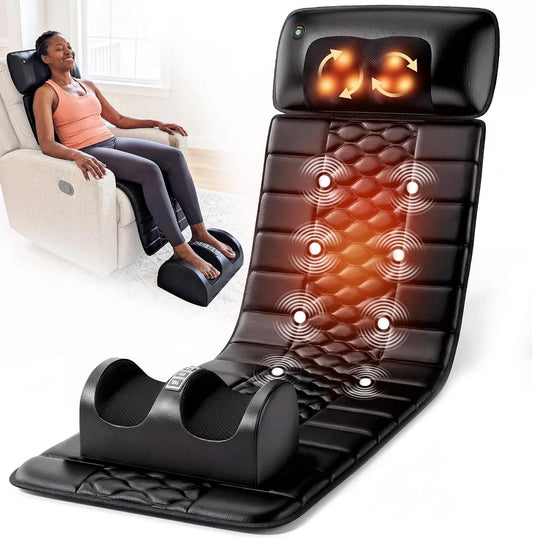 Fußmassagegerät, Massagematte, Sessel, Bett, Wärmefunktion, Schwarz, für Rücken & Beine