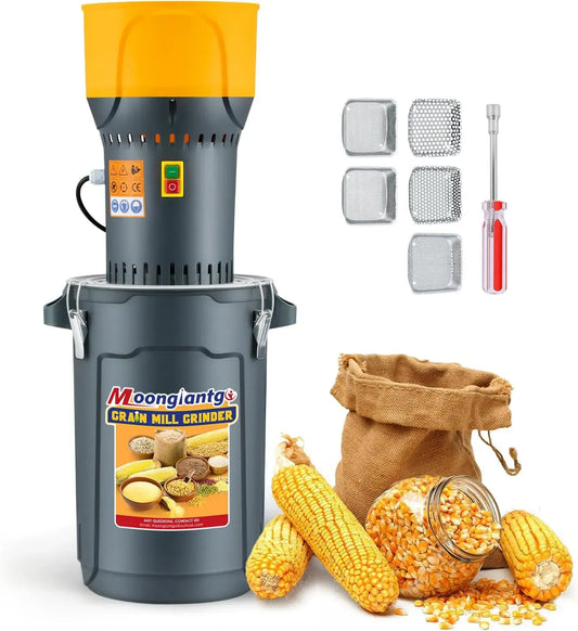 Getreidemühle, 25 L, 1300 W, Kornmühle, Moongiantgo, Abnehmbarer 25L Eimer und Trichter