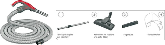 Staubsauger, BVC EBS 5-Teilig, 6,0 m, elektrisches Staubsauggerät, Zentralstaubsauger LED Arbeitszubehör-Set 6,0m