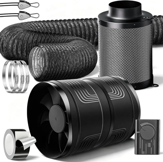 Ventilator, Ventilator zur Luftzirkulation, Aktivkohlefilter, HG Power Growbox Abluft Set 150mm mit Aktivkohlefilter & Rohrventilator
