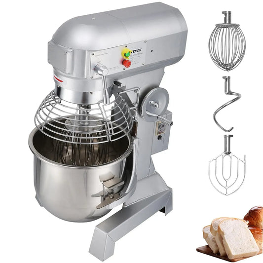 VEVOR Küchenmaschine, 600 W, Restaurant, Edelstahl, 15 Qt Edelstahl Teigmixer, 130/233/414 U/min, einstellbar, Edelstahlschüssel
