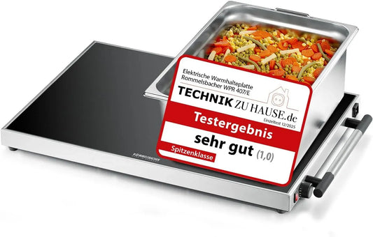 Rommelsbacher WPR 407 407/E Ein-/Ausschalter, Behälter, 61 x 41 cm, 40 bis 105 °C, Warmhaltefunktion, Edelstahl, Wärmefunktion, Glas