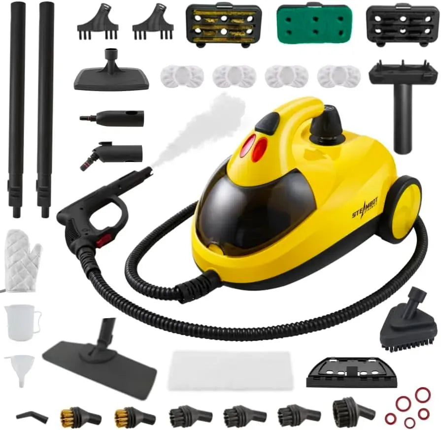 Dampfreiniger, 2 L, STEAMBOT 37-in-1, großer Wassertank, Wohnzimmergestaltung, Einsatz auf Böden, in Küche, Auto und an Fenstern, 1,3 m Schlauch