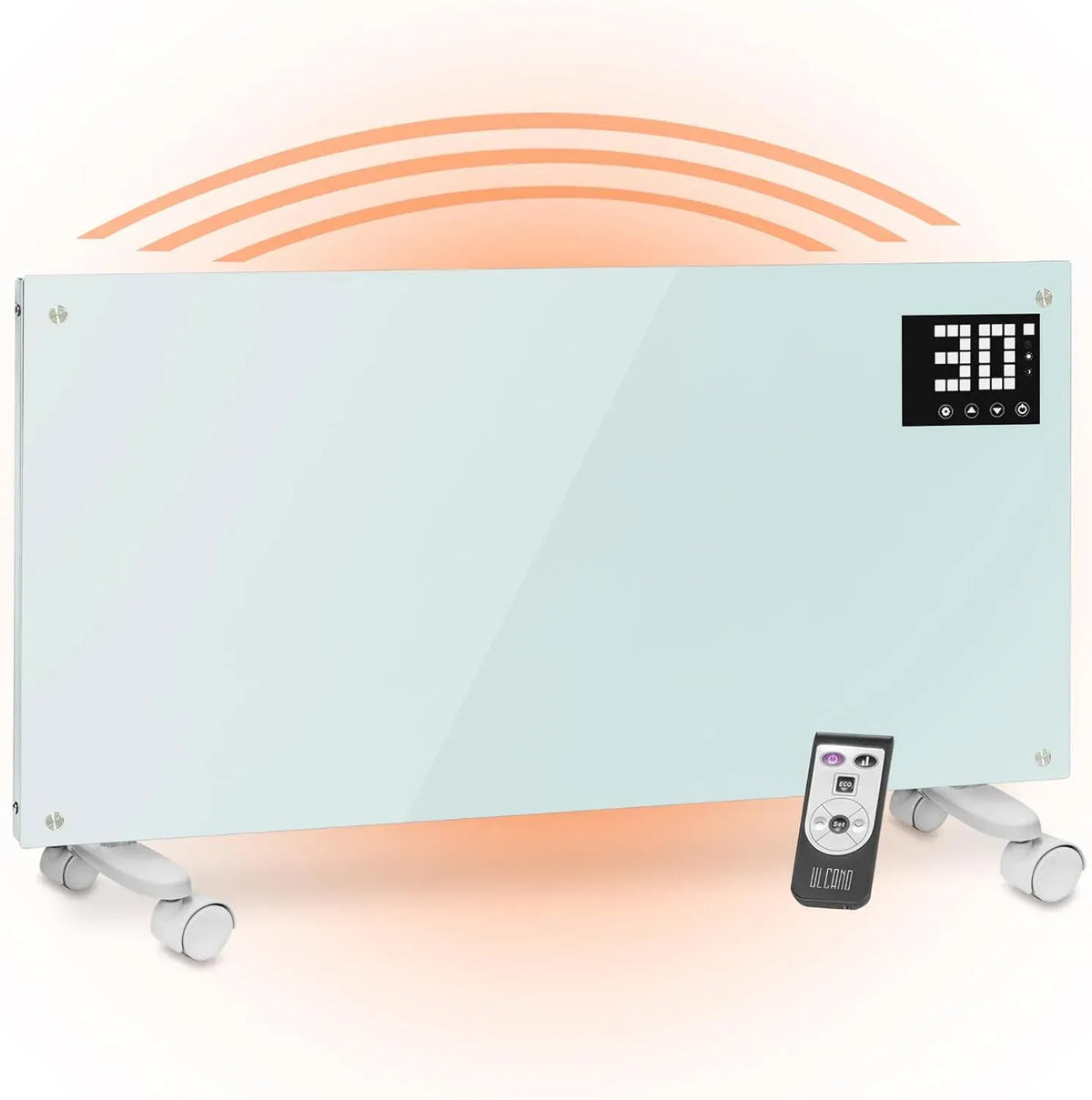 Elektroheizung, 2000 W, 1000 W, Transportrollen, Timer, Thermostat, Weiß, Display + Timer + Fernbedienung, Eco-Modus 1000 W