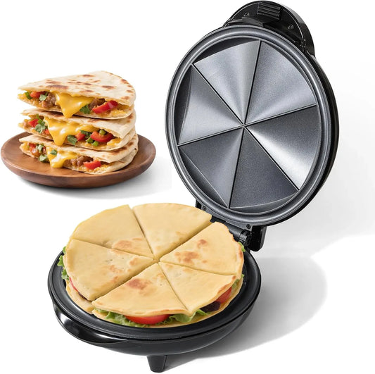 6-keiliger JK176 Quesadilla-Maker, Tortilla-Kocher, 24,6 cm, Grill, Antihaftbeschichtung, Schwarz