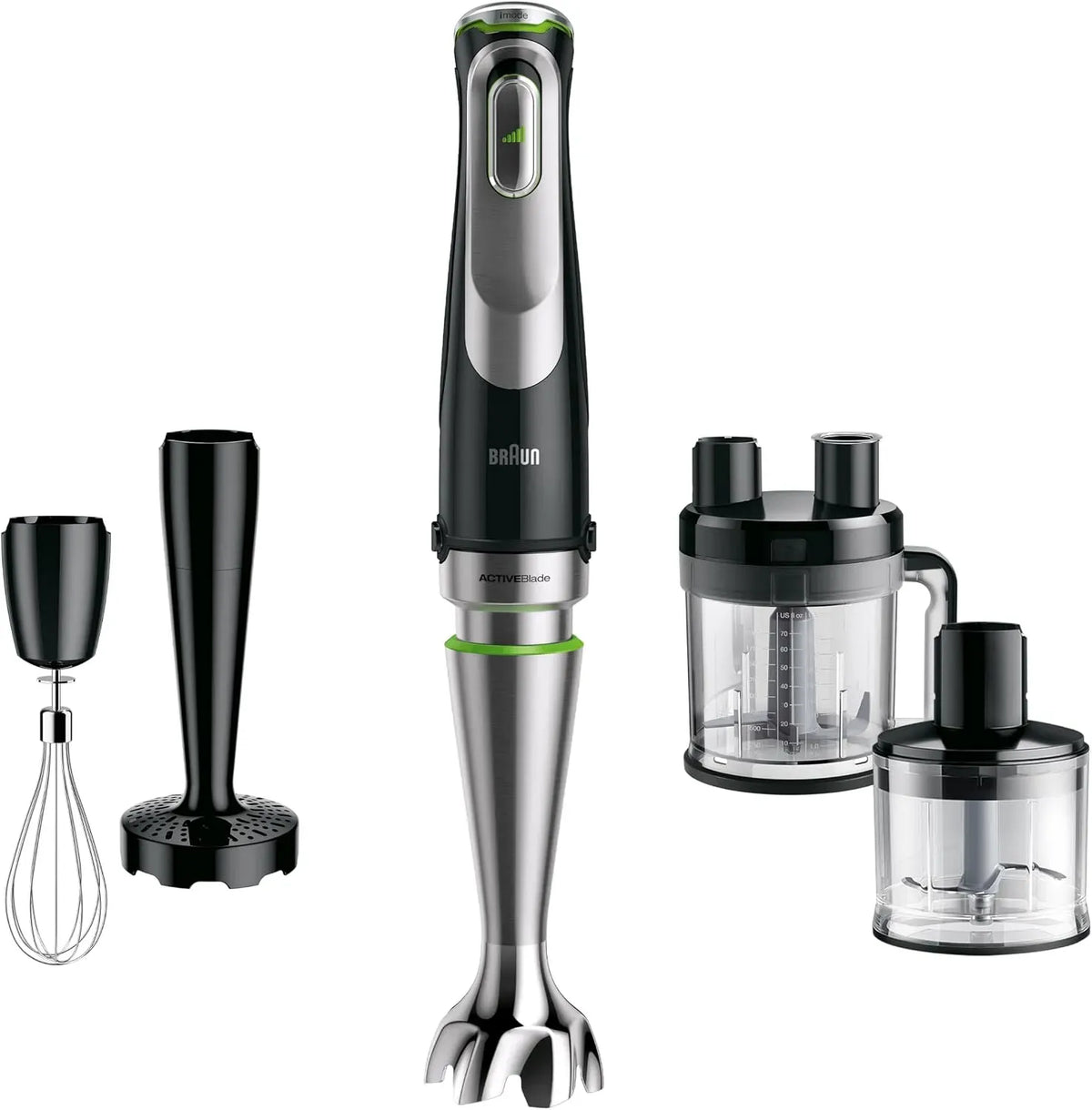 Braun MQ9187XLI Küchenmaschine, 1,2 L, 1200 W, Schwarz, 600 ml Becher, MultiQuick 9