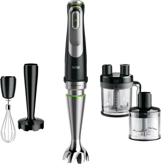 Braun MQ9187XLI Küchenmaschine, 1,2 L, 1200 W, Schwarz, 600 ml Becher, MultiQuick 9