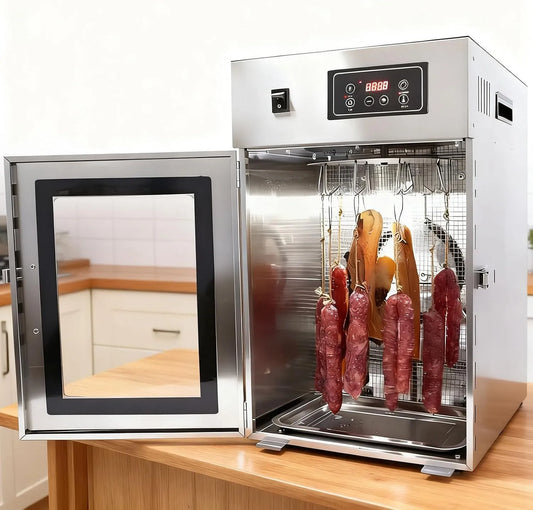 Wäschetrockner, 800 W, 30 bis 90 °C, Gewerblicher 800W-Lebensmitteltrockner, Edelstahl, 360° Drehbare Fleischreifkammer Aus Edelstahl