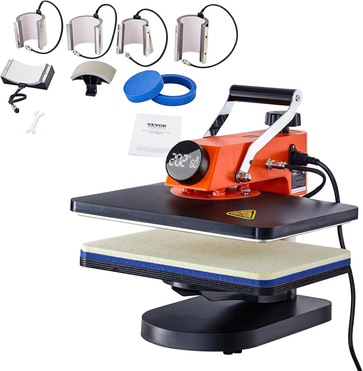 VEVOR 8-in-1-Hitzepresse-Sublimationsmaschine, Wärmefunktion, für selbstgemachte T-Shirts/Hüte/Becher/Wärmeübertragung